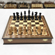 Шахматный ларец подарочный орех Стаунтон индийский малый — hichess.ru - шахматы, нарды, настольные игры
