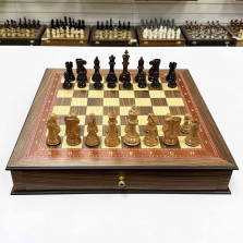Шахматы подарочные в ларце с выдвижными ящиками орех Суприм лакированные &mdash; hichess.ru - шахматы, нарды, настольные игры