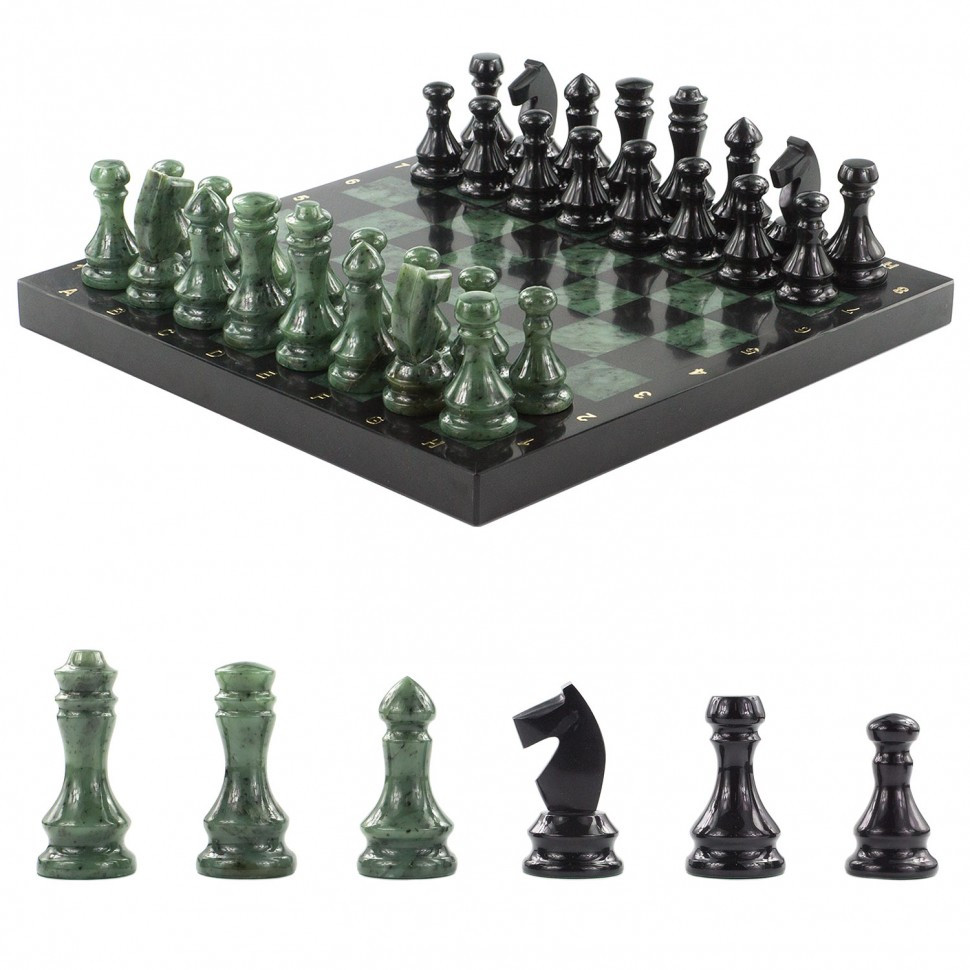 Каменные шахматы из нефрита и габродиабаза фото 1 — hichess.ru - шахматы, нарды, настольные игры