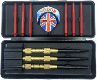 Набор из дротиков Nodor Javelin Brass steeltip 22gr и аксессуаров фото 1 — hichess.ru - шахматы, нарды, настольные игры
