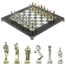 Шахматы &quot;Греко-Римская война&quot; 32х32 см из змеевика и мрамора — hichess.ru - шахматы, нарды, настольные игры