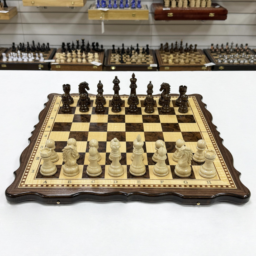 Шахматы деревянные эксклюзивные из ореха и бука Узорные фото 1 &mdash; hichess.ru - шахматы, нарды, настольные игры