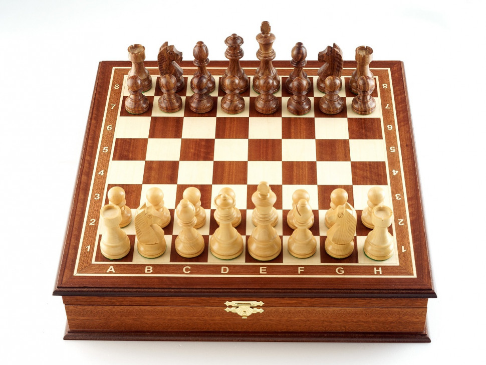 Шахматы ларец Дебют махагон средние фото 1 — hichess.ru - шахматы, нарды, настольные игры