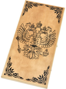 Нарды деревянные Герб России темные — hichess.ru - шахматы, нарды, настольные игры