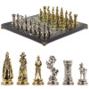 Подарочные шахматы с металлическими фигурами "Средневековые рыцари" доска 44х44 см из камня змеевик фото 1 — hichess.ru - шахматы, нарды, настольные игры