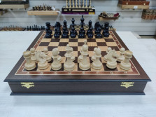 Шахматы подарочные в ларце Венге с утяжеленными фигурами премиум — hichess.ru - шахматы, нарды, настольные игры