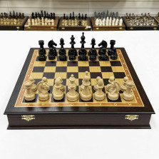 Шахматы подарочные в ларце Венге с утяжеленными фигурами премиум &mdash; hichess.ru - шахматы, нарды, настольные игры