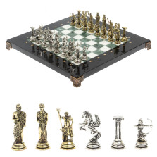 Шахматы подарочные &quot;Римские лучники&quot; 28х28 мрамор шабровский змеевик — hichess.ru - шахматы, нарды, настольные игры