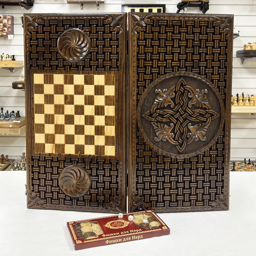 Нарды эксклюзивные деревянные ручной работы 60 см с чехлом фото 1 — hichess.ru - шахматы, нарды, настольные игры