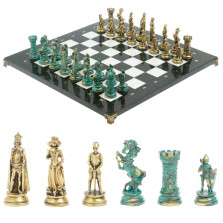 Шахматы &quot;Средневековые рыцари&quot; фигуры бронза / патина 44х44 см мрамор — hichess.ru - шахматы, нарды, настольные игры