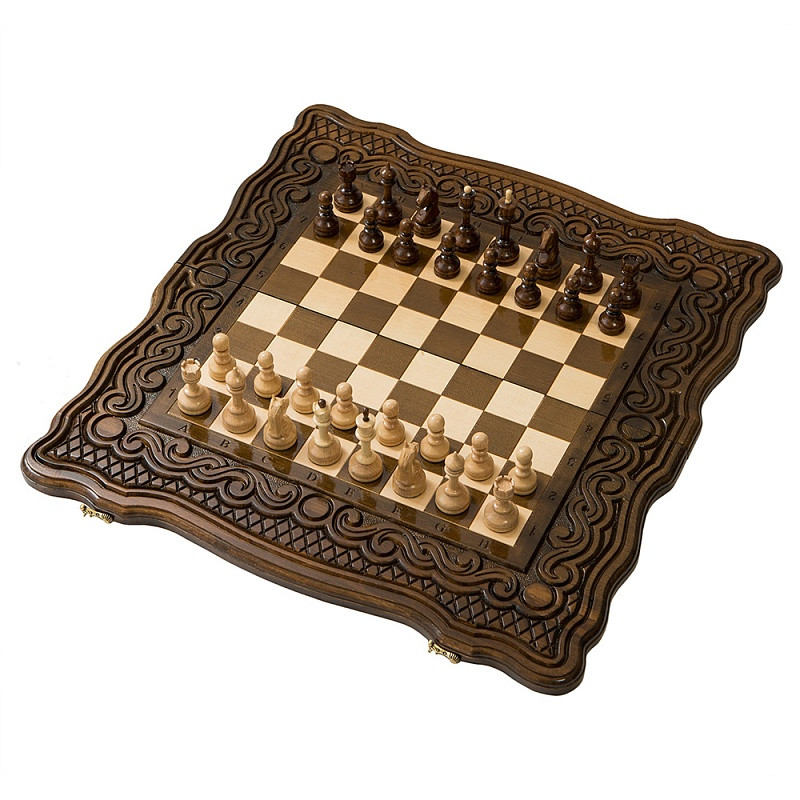 Шахматы + нарды резные «Бриз» 40, Haleyan фото 1 — hichess.ru - шахматы, нарды, настольные игры