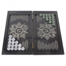 Нарды &quot;Отечественная война / Герб&quot; камень гранит — hichess.ru - шахматы, нарды, настольные игры