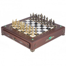 Подарочный шахматный ларец &quot;Русские&quot; фигуры из бронзы — hichess.ru - шахматы, нарды, настольные игры