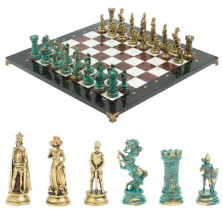 Шахматы &quot;Средневековые рыцари&quot; фигуры бронза / патина 44х44 см мрамор лемезит — hichess.ru - шахматы, нарды, настольные игры