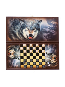 Нарды деревянные Оскал волка малые 40 на 40 см — hichess.ru - шахматы, нарды, настольные игры