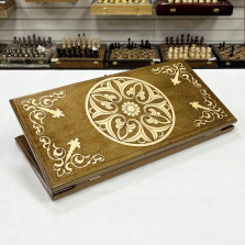 Нарды деревянные дорожные 50 см Орнамент — hichess.ru - шахматы, нарды, настольные игры