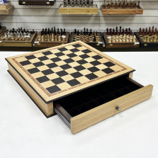 Шахматный ларец с выдвижными ящиками большой дуб венге клетка 5 см — hichess.ru - шахматы, нарды, настольные игры