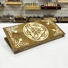 Нарды подарочные деревянные большие Орнамент 9, 60 см в чехле — hichess.ru - шахматы, нарды, настольные игры