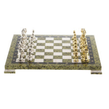  Шахматы из камня &quot;Стаунтон&quot; доска 40х40 см змеевик мрамор фигуры металл / Шахматы настольные / Набор шахмат / Шахматы сувенирные — hichess.ru - шахматы, нарды, настольные игры