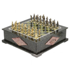 Шахматный ларец &quot;Русские&quot; из змеевика и креноида — hichess.ru - шахматы, нарды, настольные игры