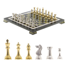 Шахматы из камня &quot;Стаунтон&quot; доска 40х40 см змеевик фигуры металл / Шахматы подарочные / Набор шахмат / Настольная игра — hichess.ru - шахматы, нарды, настольные игры