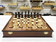 Шахматный ларец Махагон с фигурами Суприм 45 см — hichess.ru - шахматы, нарды, настольные игры