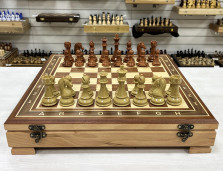 Шахматный ларец красное дерево с фигурами красный композит 52 см — hichess.ru - шахматы, нарды, настольные игры