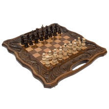 Шахматы + нарды резные &quot;Афинские&quot; 50 с ручкой, Haleyan — hichess.ru - шахматы, нарды, настольные игры