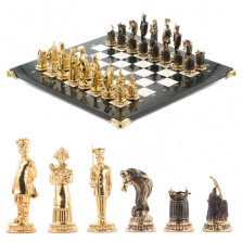 Подарочные шахматы &quot;Деревенские&quot; бронзовые, доска каменная 40х40 см — hichess.ru - шахматы, нарды, настольные игры