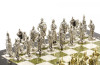 Шахматы из камня с металлическими фигурами "Русь" доска 40х40 см мрамор и змеевик 120699 фото 3 — hichess.ru - шахматы, нарды, настольные игры