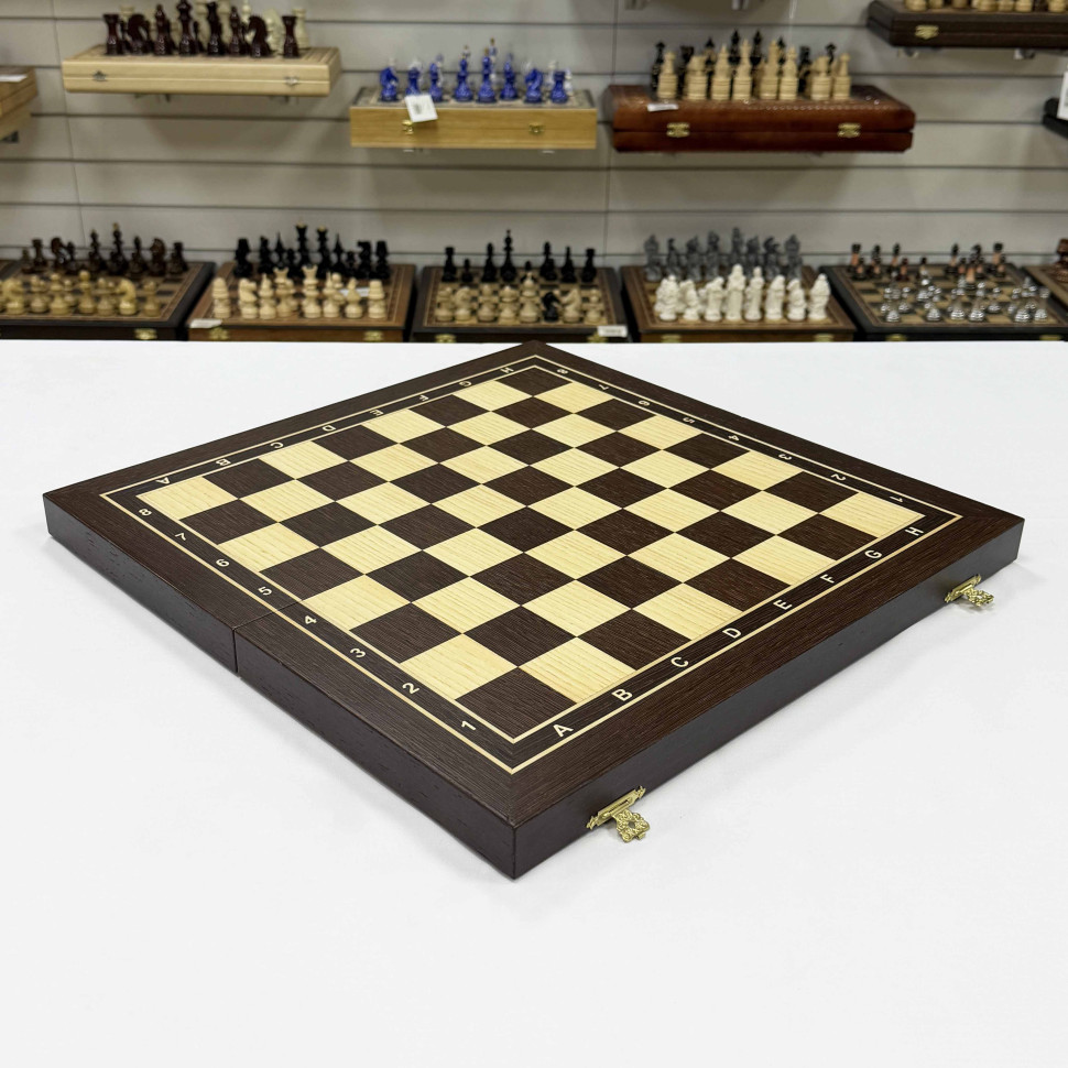 Шахматная доска складная венге ясень Элит 45 см фото 1 &mdash; hichess.ru - шахматы, нарды, настольные игры