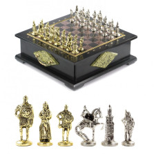 Шахматный ларец &quot;Русь&quot; из креноида и змеевика — hichess.ru - шахматы, нарды, настольные игры
