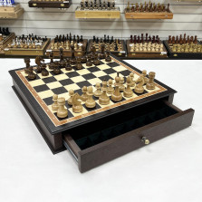 Шахматный ларец с выдвижными ящиками венге ясень Премиальный люкс — hichess.ru - шахматы, нарды, настольные игры