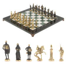 Шахматы бронзовые &quot;Русь&quot; 40х40 см мрамор шабровский змеевик — hichess.ru - шахматы, нарды, настольные игры