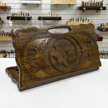 Нарды резные "Звезда" с ручкой, Haleyan &mdash; hichess.ru - шахматы, нарды, настольные игры