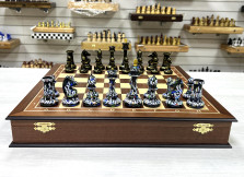 Шахматный ларец Махагон красное дерево с фигурами Каллиграфия 45 см — hichess.ru - шахматы, нарды, настольные игры