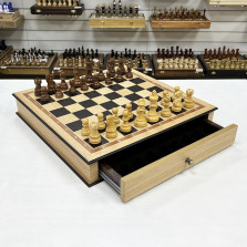 Шахматный ларец с выдвижными ящиками дуб Эндшпиль клетка 5 см — hichess.ru - шахматы, нарды, настольные игры