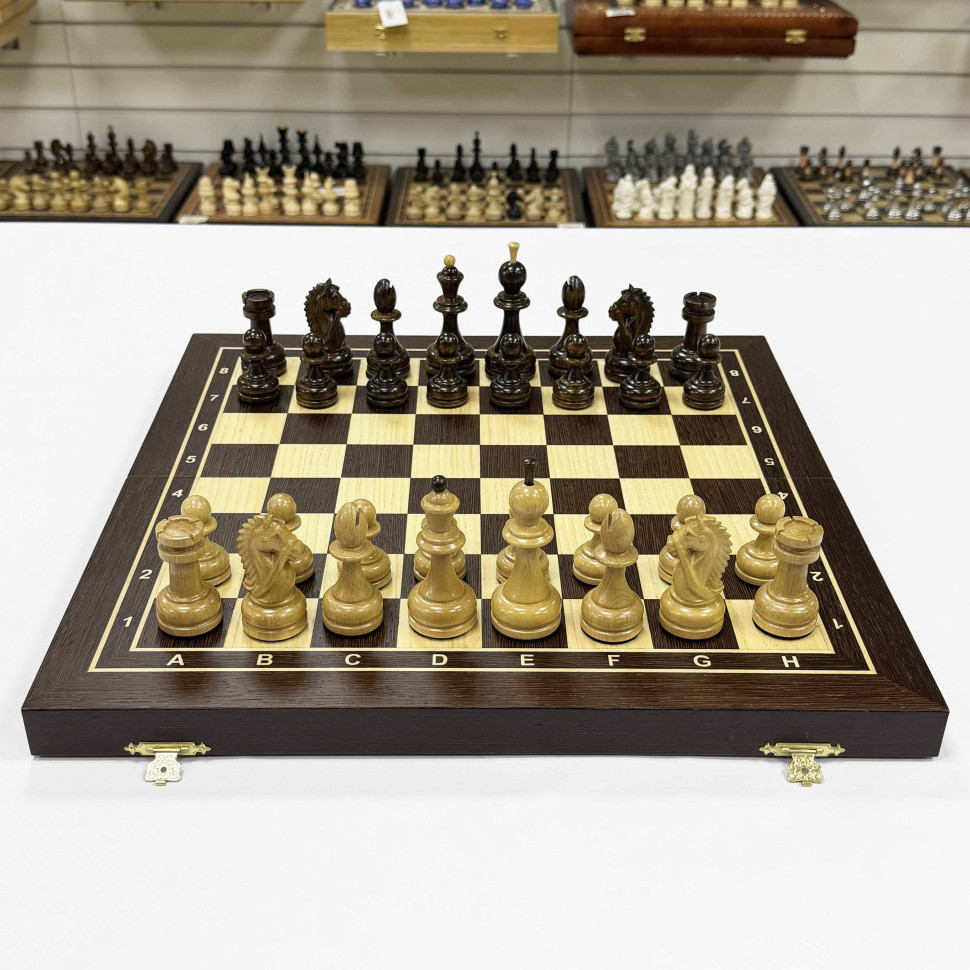 Шахматы подарочные в складной доске венге Резной конь средние фото 1 &mdash; hichess.ru - шахматы, нарды, настольные игры