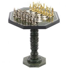 Шахматный стол &quot;Греческая мифология&quot; мрамор змеевик — hichess.ru - шахматы, нарды, настольные игры