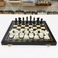 Шахматы деревянные черно-белые эвкалипт с фигурами Суприм из бука &mdash; hichess.ru - шахматы, нарды, настольные игры