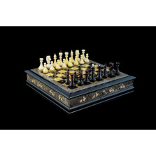 Шахматы янтарные в ларце из тонированной карельской березы — hichess.ru - шахматы, нарды, настольные игры