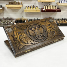 Нарды резные из массива бука Герб металл прямые — hichess.ru - шахматы, нарды, настольные игры