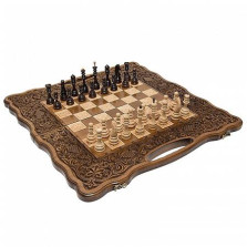 Шахматы + нарды резные «Вардени» 60 с ручкой, Haleyan — hichess.ru - шахматы, нарды, настольные игры