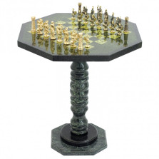 Шахматный стол &quot;Римские&quot; из бронзы и змеевика — hichess.ru - шахматы, нарды, настольные игры