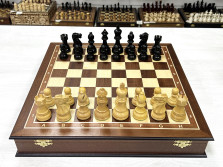 Шахматный ларец Махагон с индийскими фигурами Гамбит 45 см — hichess.ru - шахматы, нарды, настольные игры