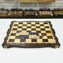 Шахматная доска 3 в 1 узорная резная дубовая без фигур — hichess.ru - шахматы, нарды, настольные игры