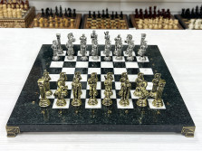 Шахматы каменные Афина мрамор/змеевик 32х32 — hichess.ru - шахматы, нарды, настольные игры