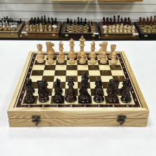 Шахматы в ларце из кавказского граба с фигурами Суприм — hichess.ru - шахматы, нарды, настольные игры