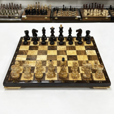 Шахматы эксклюзивные нескладные из дерева карельской березы и ореха 40 см — hichess.ru - шахматы, нарды, настольные игры