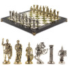 Настольные шахматы "Римские воины" доска 44х44 см из камня мрамор змеевик с металлическими фигурами фото 1 — hichess.ru - шахматы, нарды, настольные игры